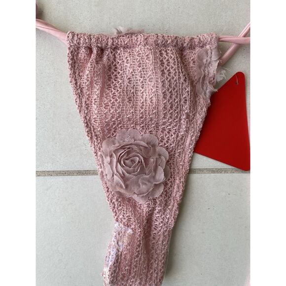 EGO Swim String Bikini Swimsuit Textured Floral Lined - Picture 5 of 7